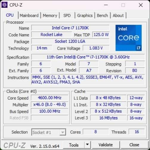 Zestaw płyta procesor ram ASUS Z590-P, i7 11700K, 32GB 3200mhz DDR4