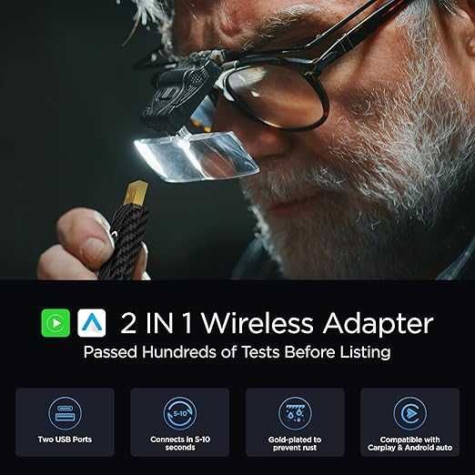 Bezprzewodowy Adapter Carplay & Android Auto, Wireless Stick 2 w 1