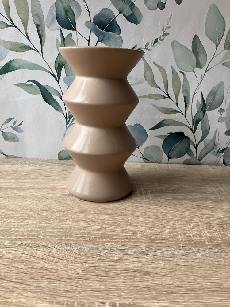 Dekoracja stołu wazon/świecznik ceramiczny beżowy