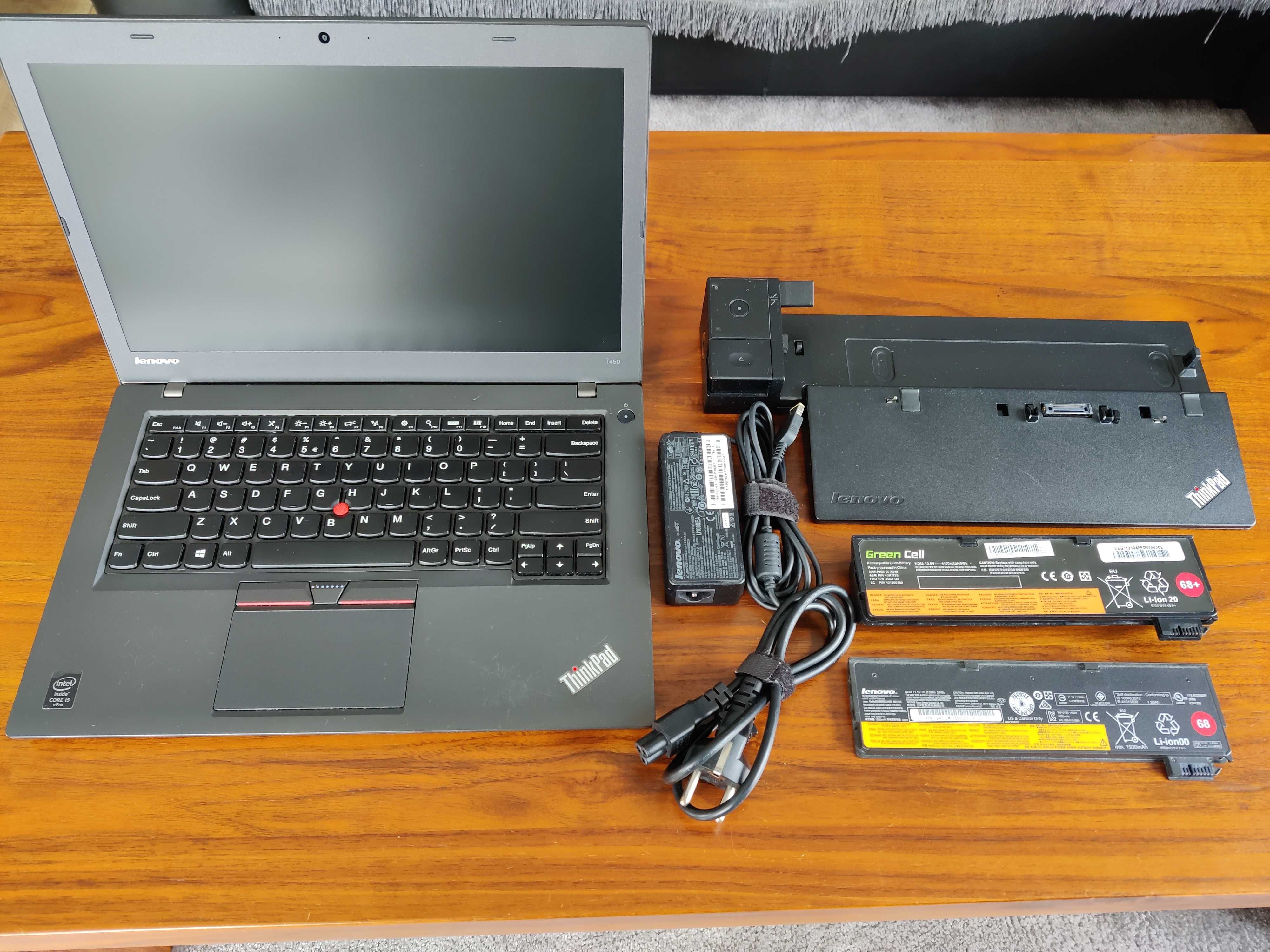 laptop Lenovo ThinkPad T450 - 14", Intel i5, 12 GB RAM, 256 GB SSD