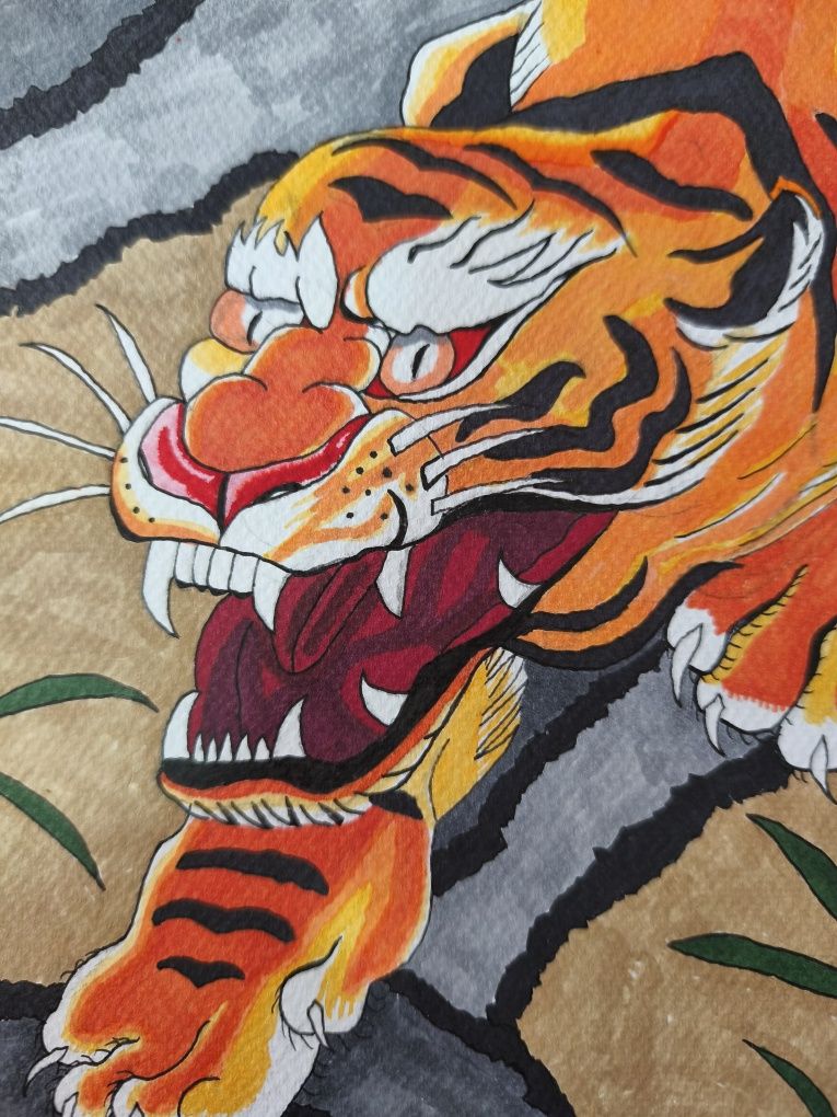 Ilustração Tigre tradicional japonês