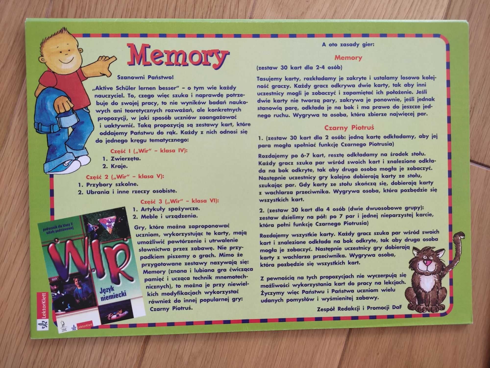 wir Memory Czarny Piotruś przybory szkolne ubrania j.niemiecki