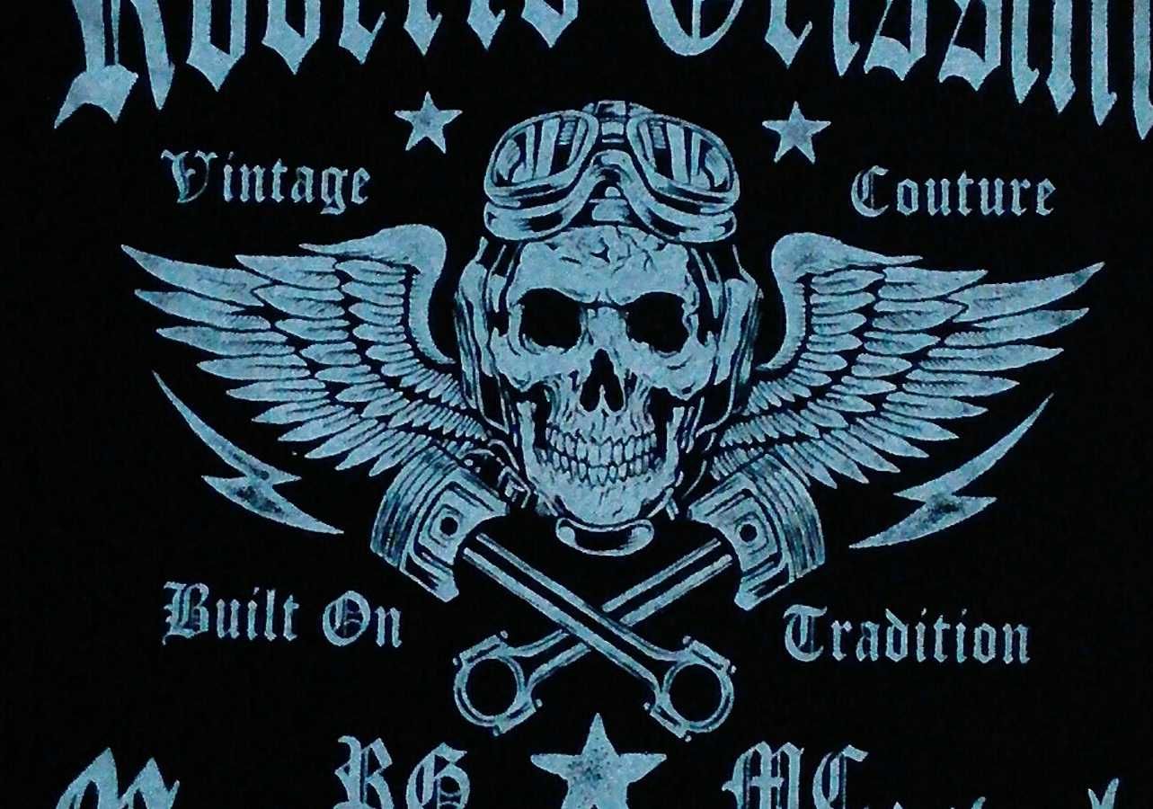 Череп и два Поршни Motorcycle Club Байкерская Мотоциклетная футболка