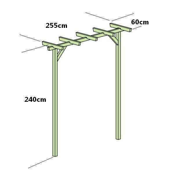 Pergola drewniana ogrodowa pojedyncza 240 x 225 x 60 cm