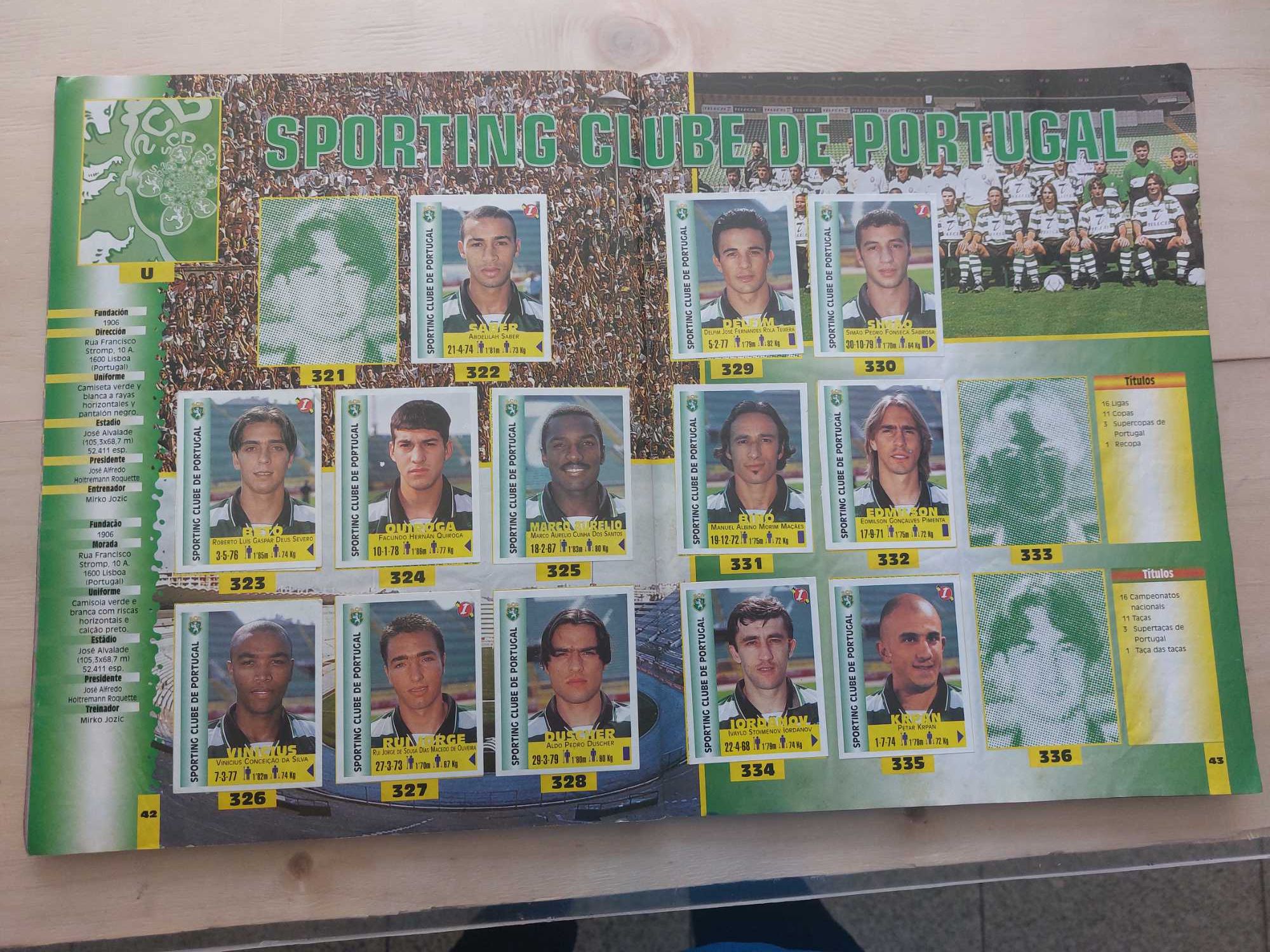 Caderneta antiga equipos de europa 1999