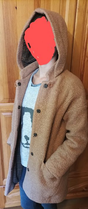 Płaszcz płaszczyk jesienny zimowy oversize ciepły teddy boucle Zara