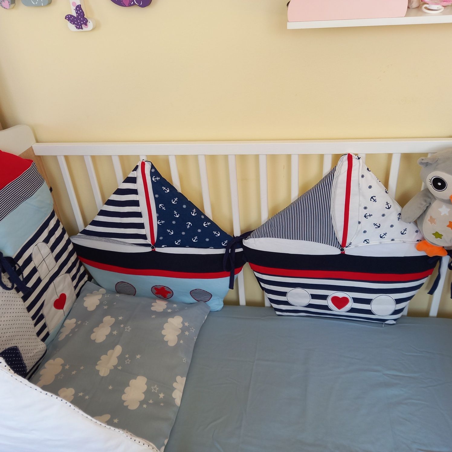 Ochraniacz do łóżeczka niemowlęcego, modułowy w stylu marynarskim