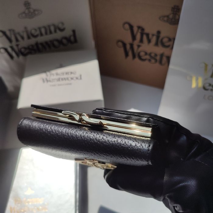 Оригінал Vivienne Westwood гаманець шкіряний чорний глянець монетниця
