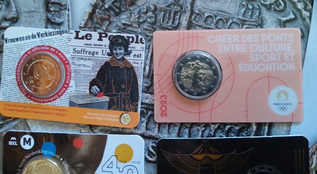 22224#Lote de 4 moedas em coincards 1/2/2,5 euros Holanda, Franca, Bel