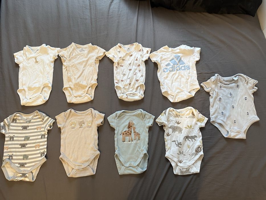 9 par body krótki rękaw dla chłopca kopertowe zwykłe 62