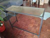 Mesa p/portátil, pret-cast/vidro, 100x36 cm