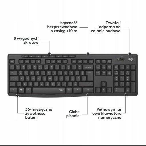 Logitech MK295 Silent Wireless Combo bezprzewodowa klawiatura mysz