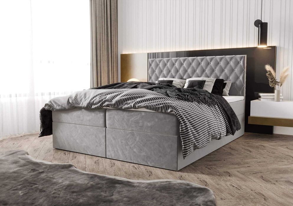 Łóżko Łoże Sypialniane Kontynentalne Chesterfield Royal 160x200 Topper