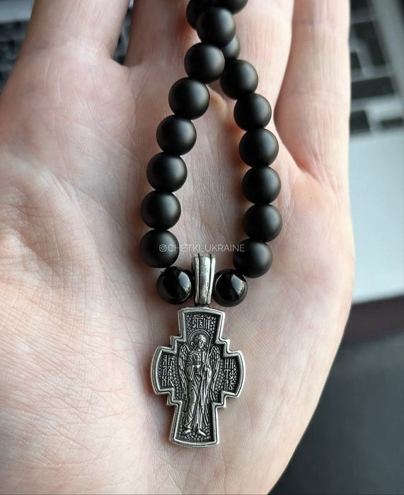 Православні чотки на 30 намистин з хрестом черные четки 8мм с крестом