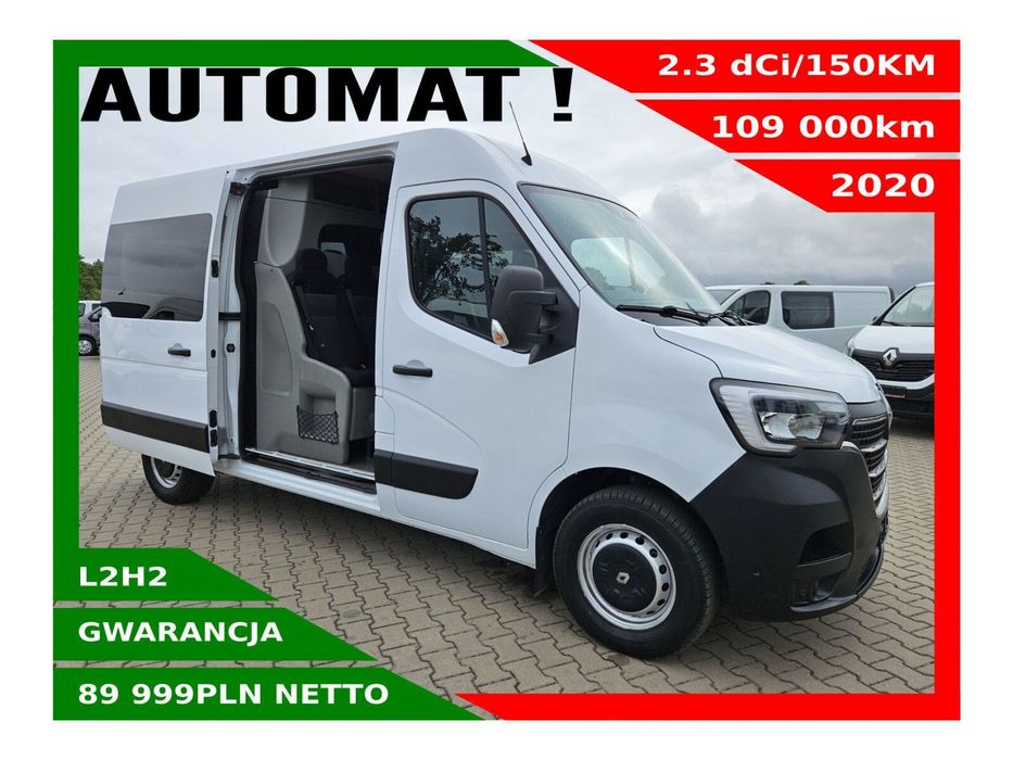 Renault Master L2H2 *89999zł Netto* Brygadówka 7 osób 2.3 dCi/150KM  Klimatronik, Tempomat, BLIS, Czujniki parkowania, Kamera,Asystent pasa