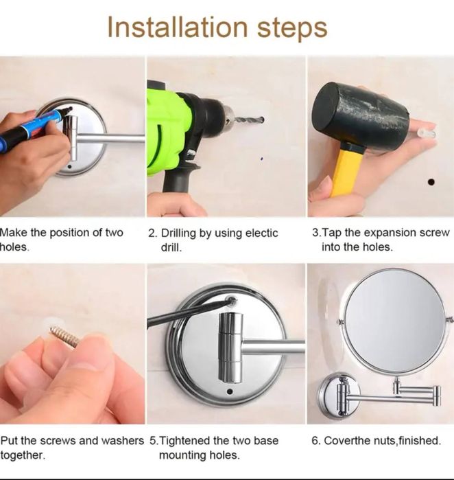 Настенное зеркало для макияжа с увеличением в 4 раза