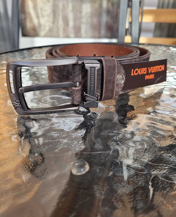 Brązowy męski skórzany pasek Louis Vuitton