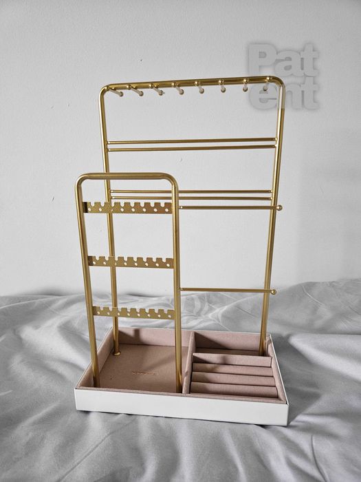 Złoty biały organizer szkatułka na biżuterię przechowywanie prezent