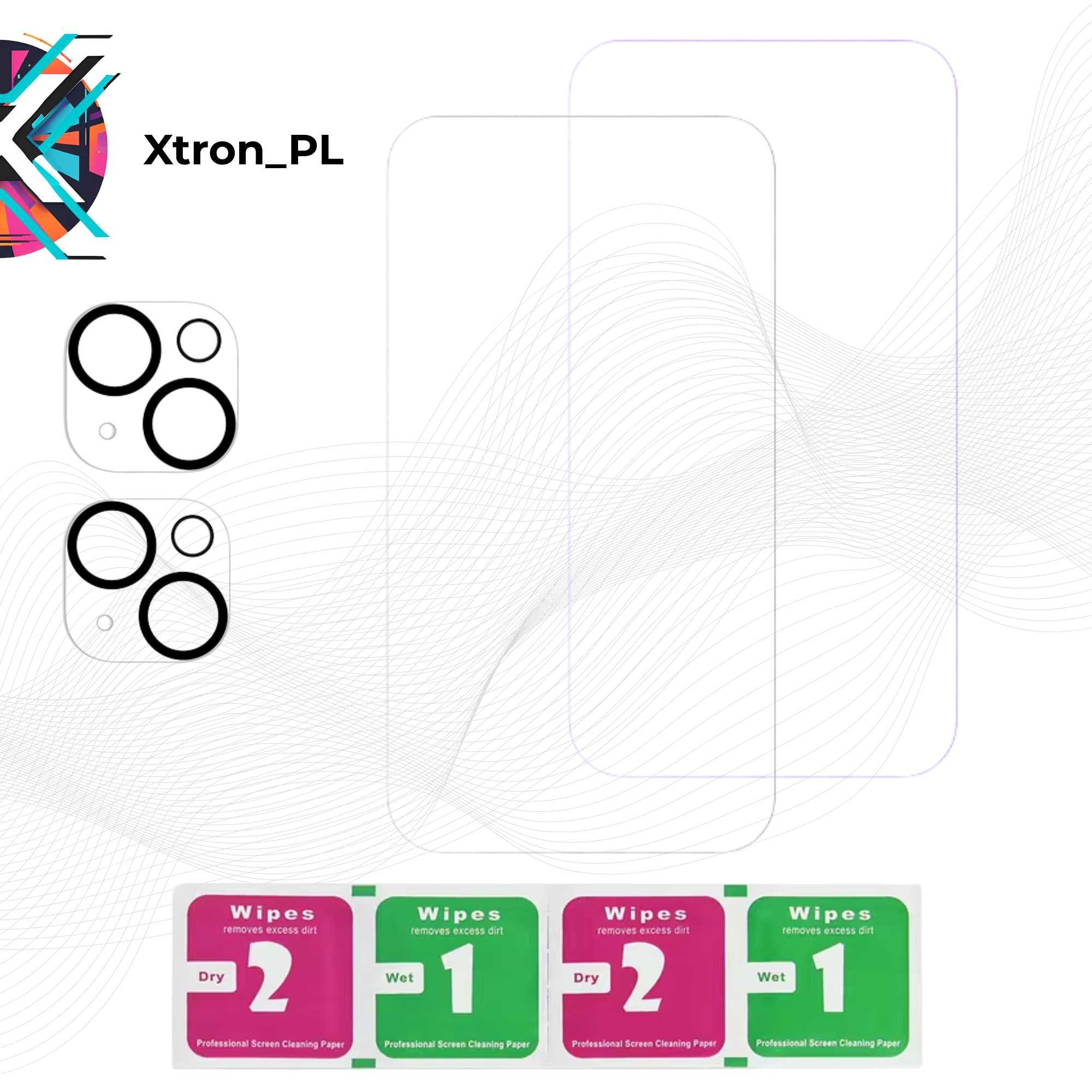 Szkło Hartowane iPhone 15 2x Ekran + 2x Aparat | 9H | Oleofobowe