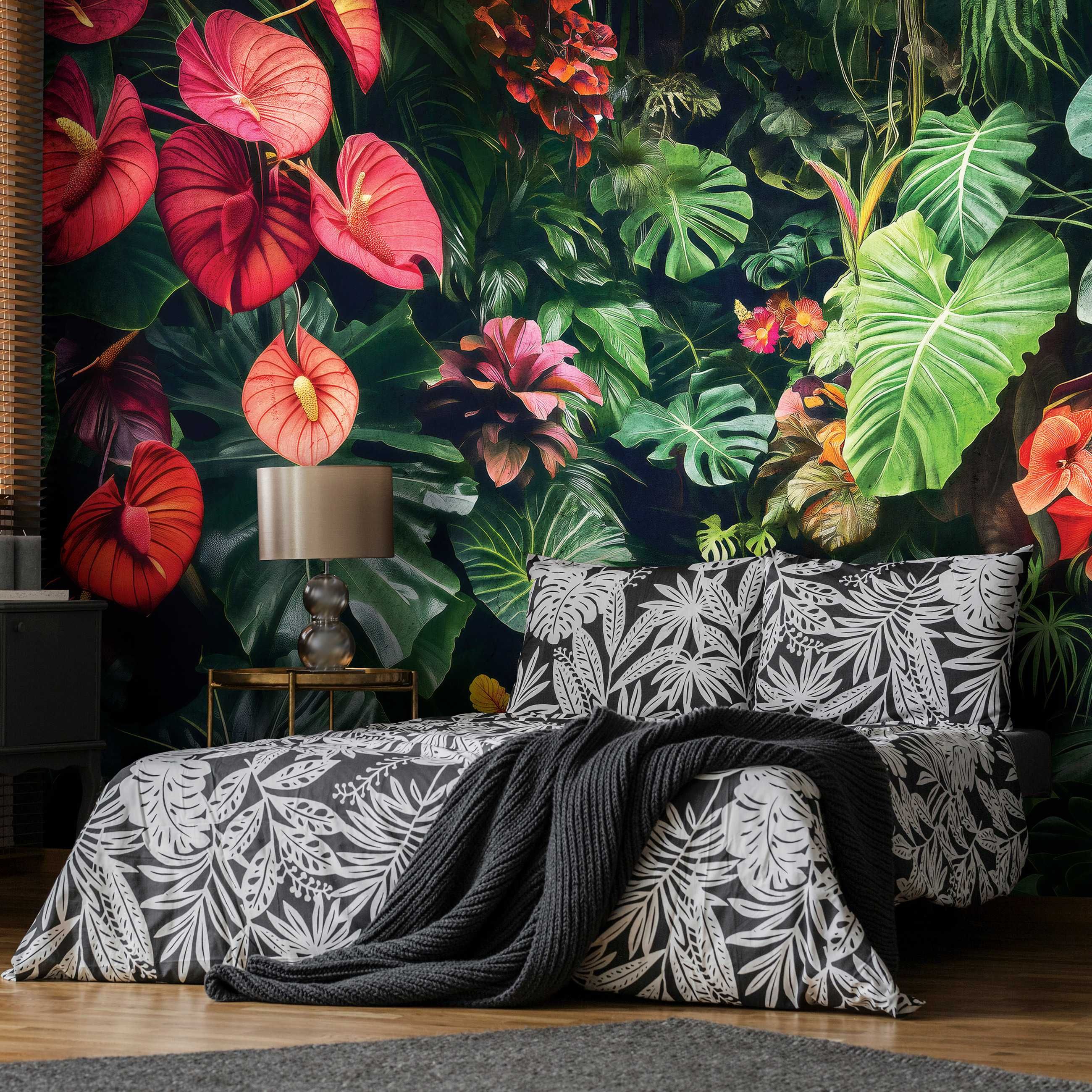 Fototapeta Kolorowe Liście Kwiaty Dżungla Natur 3D Twój Rozmiar + KLEJ