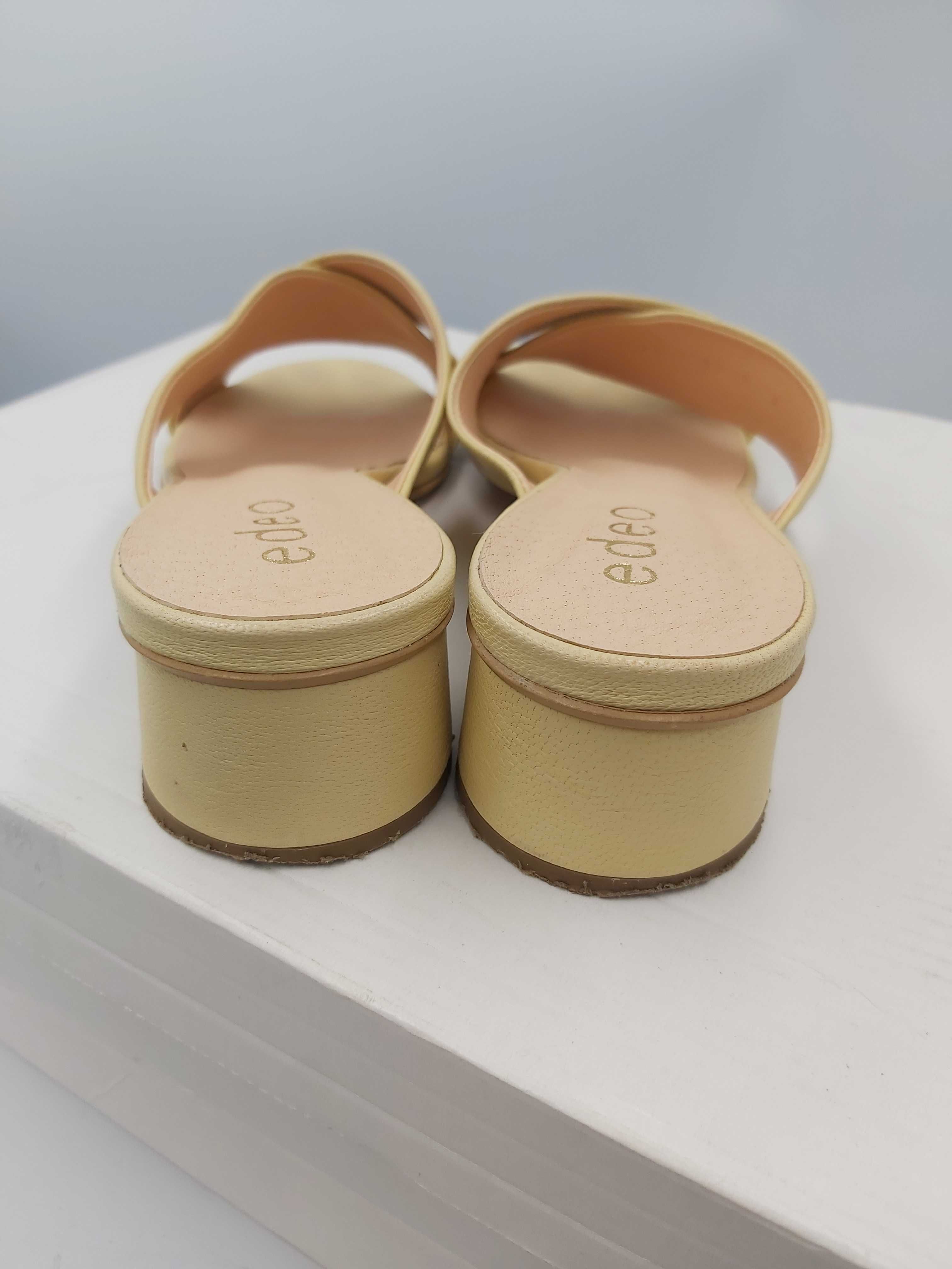 Buty klapki zamszowe edeo cytrynowe skorzane rozmiar 38 żółte