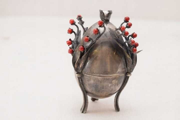 CARSKIE SREBRNE JAJO jajko - secesja kwiat  PR84