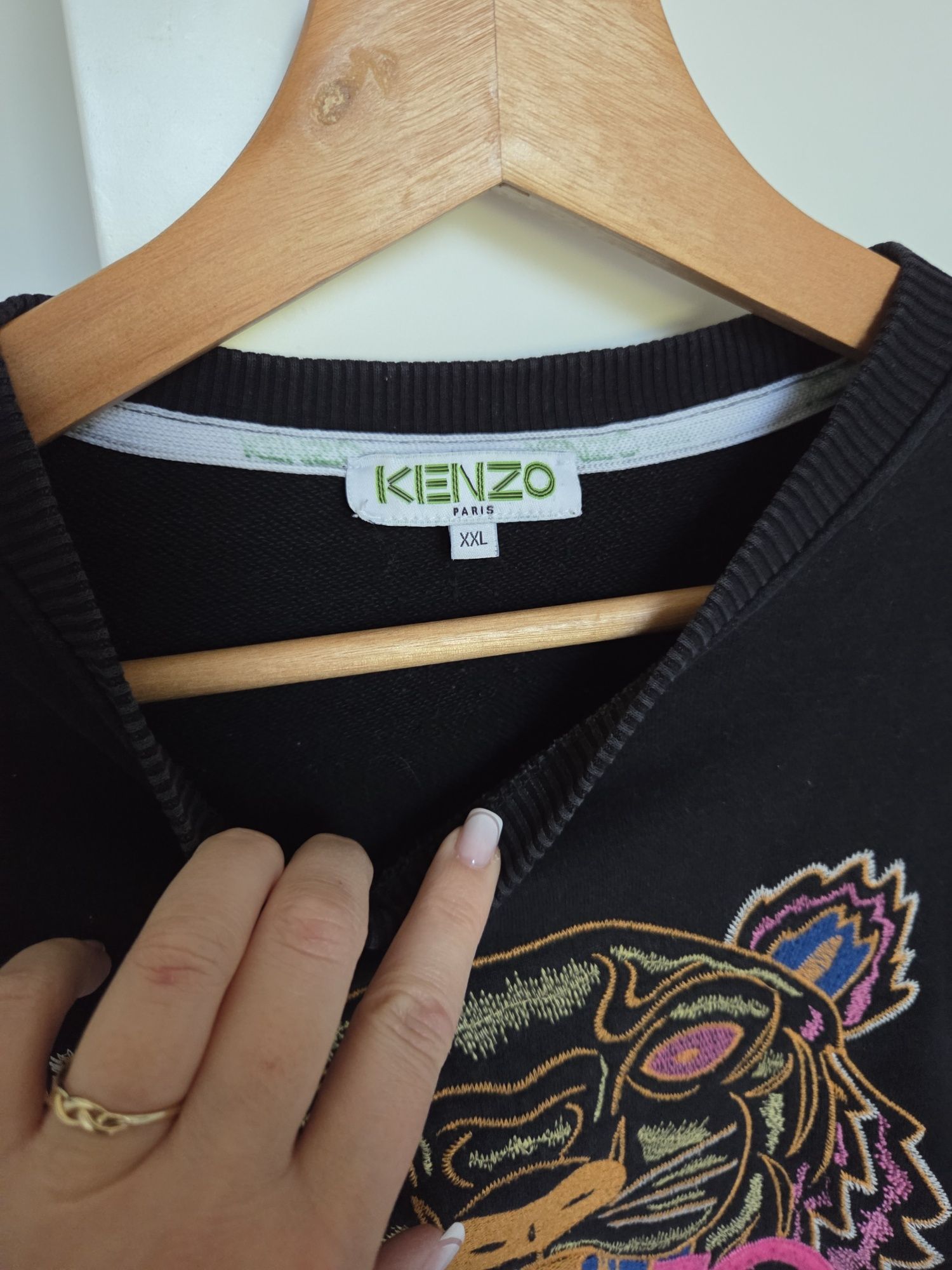 Kenzo czarna bluza m/ l z tygrysem stan bdb