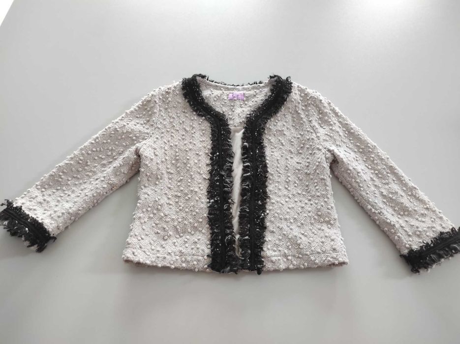marynarka żakiet dziewczęca sweterek elegancki 7-8 lat/128 szara