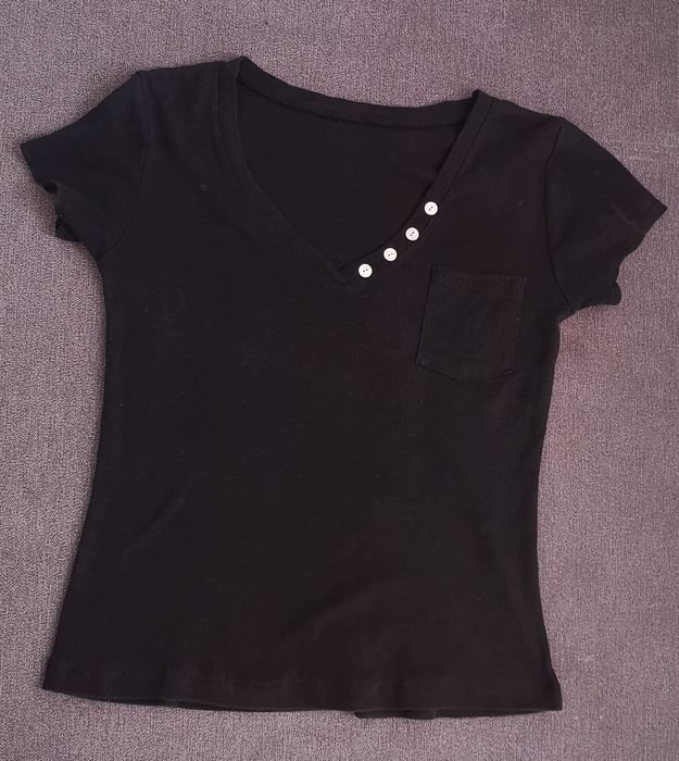 Koszulka tshirt czarny Sinsay 38 kieszonka bawełna 24 hm