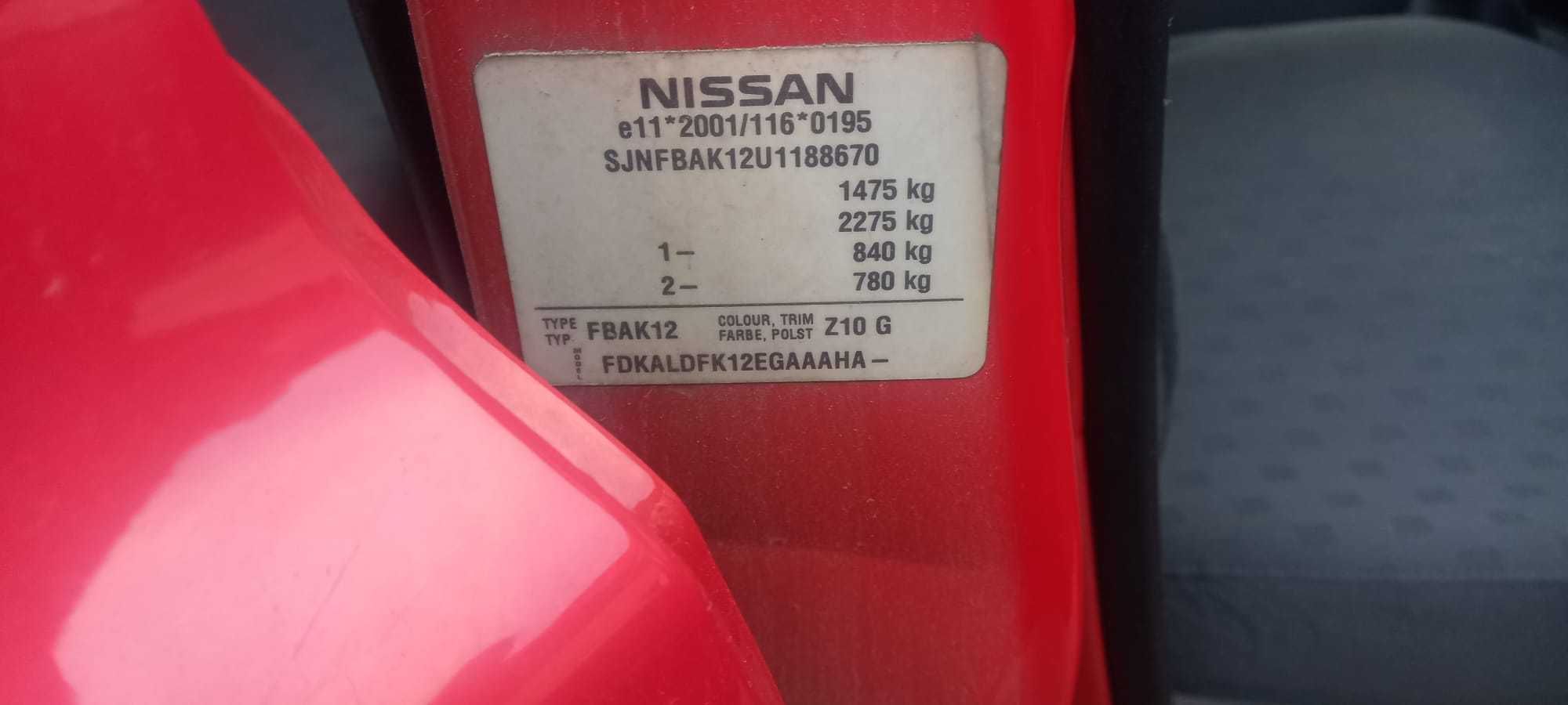 Nissan Micra 2004 rok 1.3 benz 5 drzwi ,maska ,zderzak ,fotele ,Z10 G