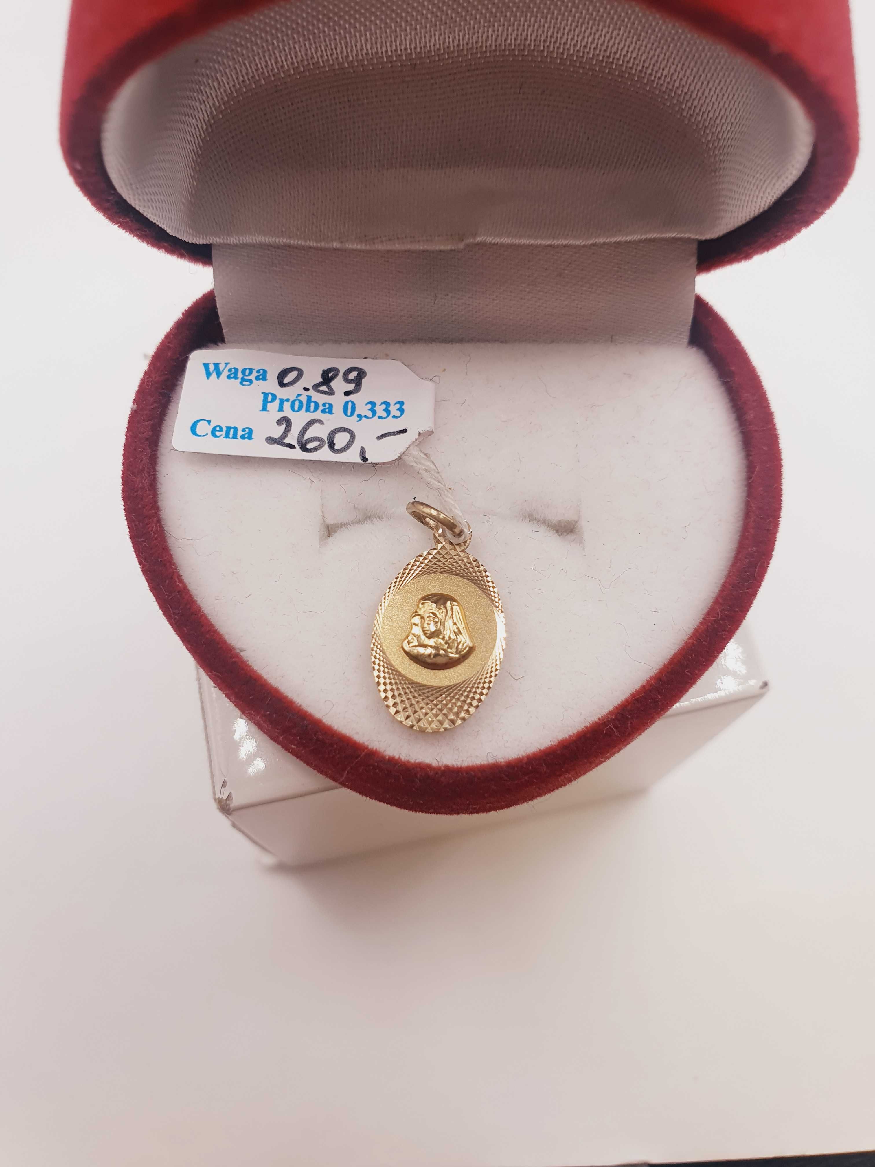 Nowy Złoty dwustronny medalik matka boska Jezus Komunia