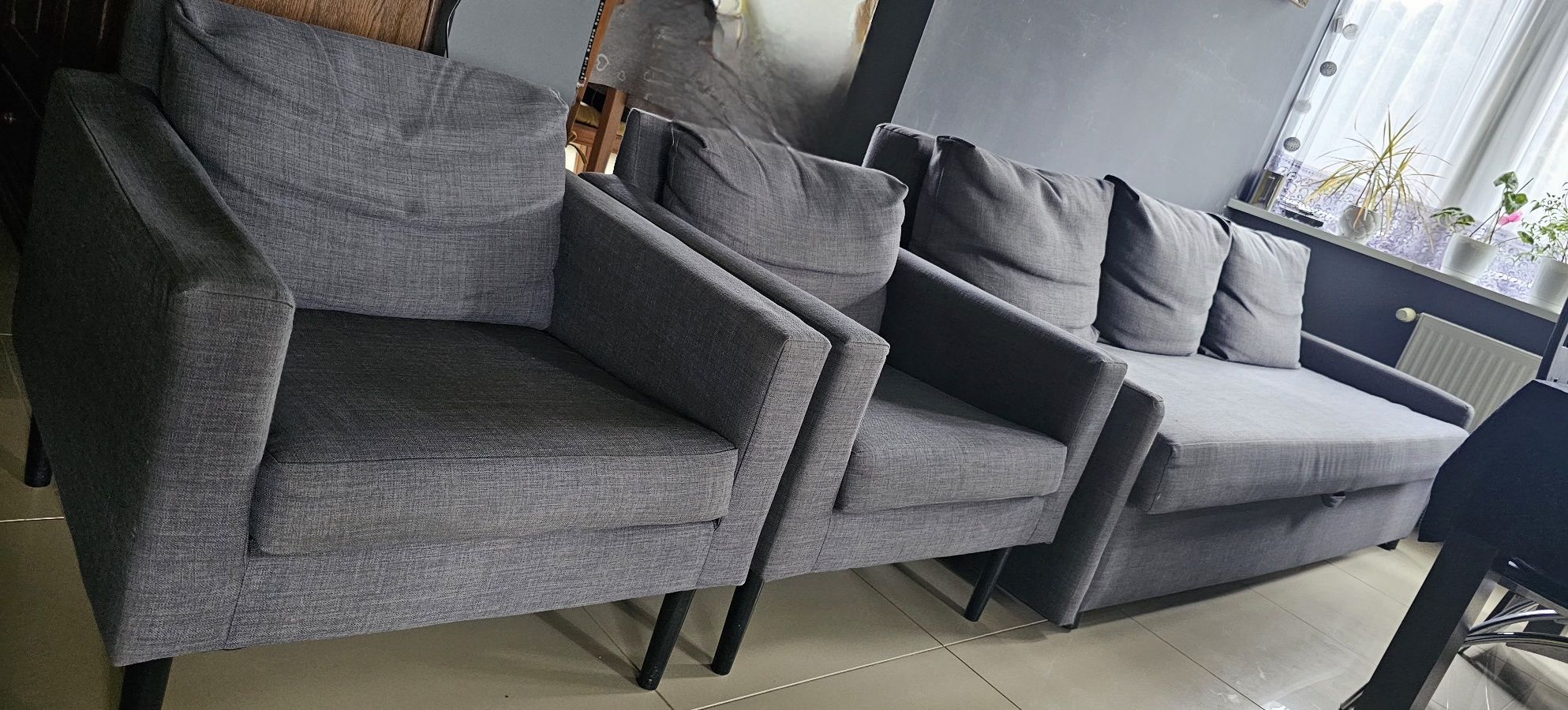 Sofa IKEA FRIHETEN z funkcja spania + 2 fotele komplet  KIVIK EKTORP