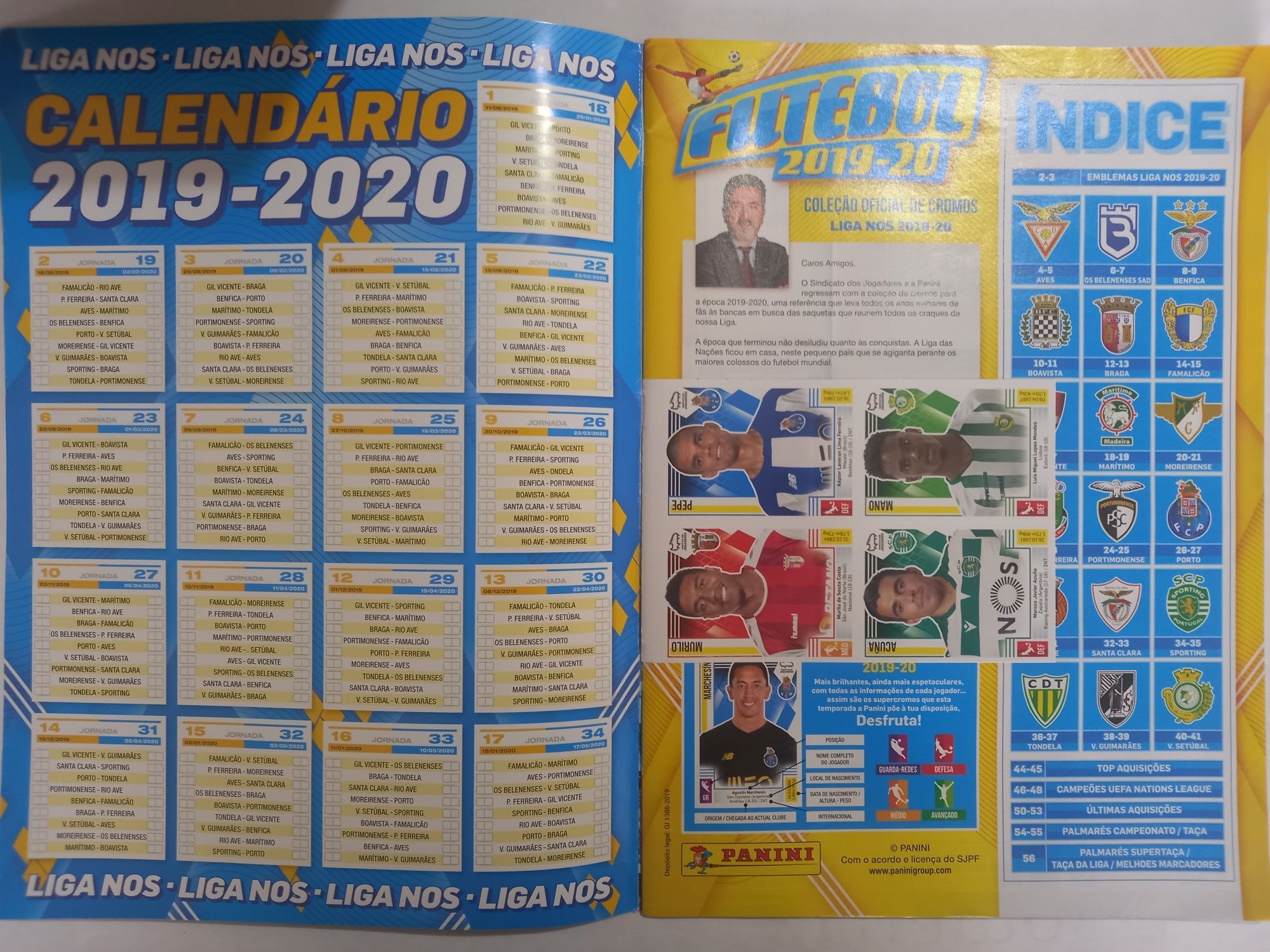 caderneta cromos Liga Nos 2019/2020 sem colagens