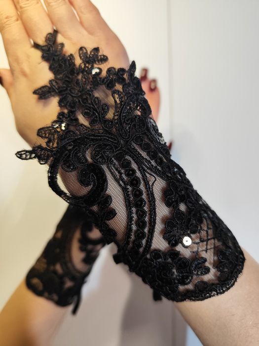 Mitenki na jeden palec rękawiczki z cekinami eleganckie