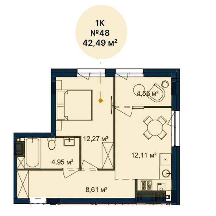 Однокімнатна квартира в новобудові Family Home, Млинів