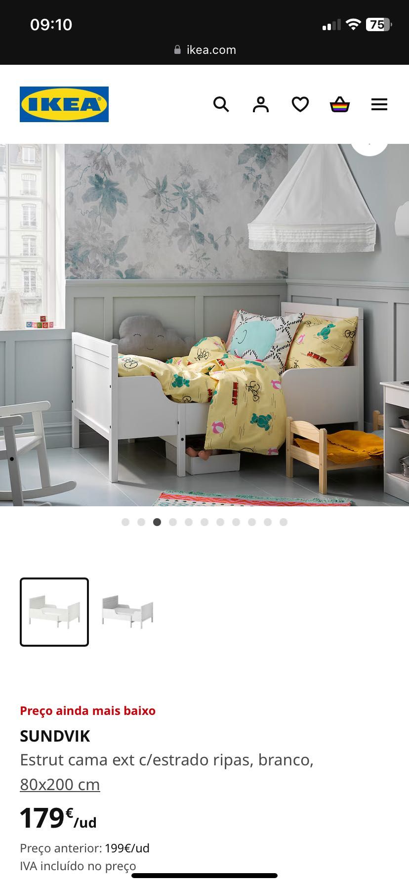 Cama extensível IKEA + colchão