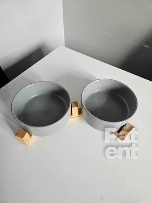 Miski ceramiczne dla psa kota zestaw 2 sztuki x 400 ml szare