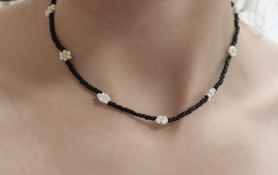 Biżuteria handmade naszyjnik + pierścionek z kwiatkami