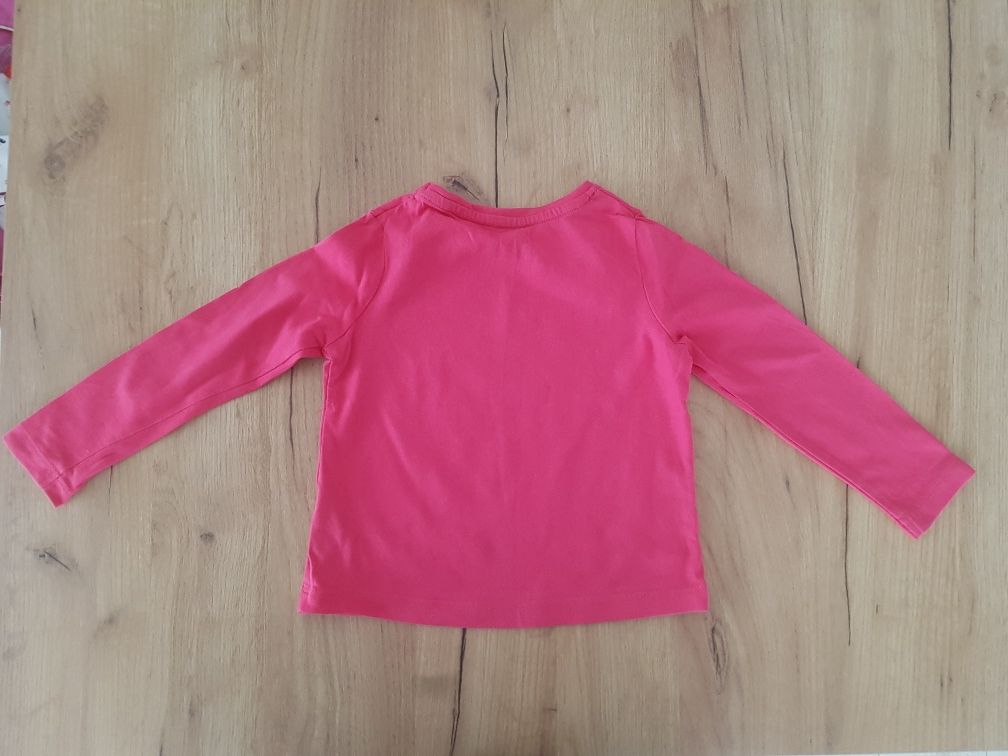 Różowa bluzka z długim rękawem, świąteczny motyw, 98cm