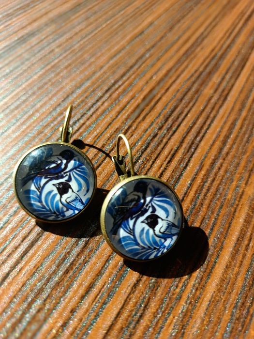 Kolczyki ptaki wrony postarzane vinted lekkie