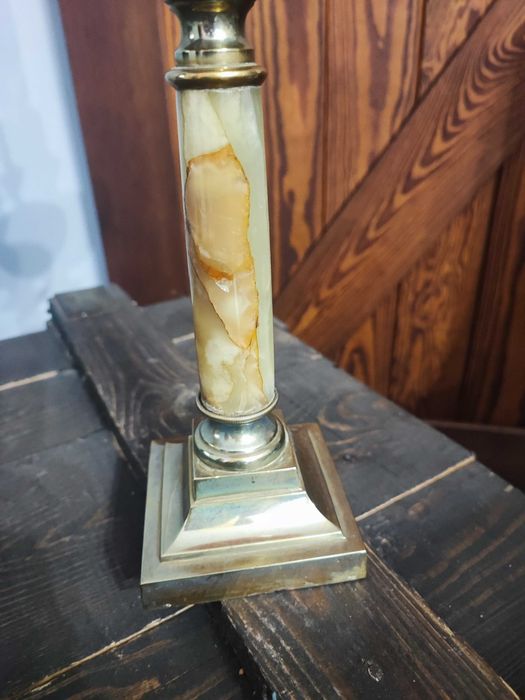 Kolumnowa lampa naftowa marmur mosiądz