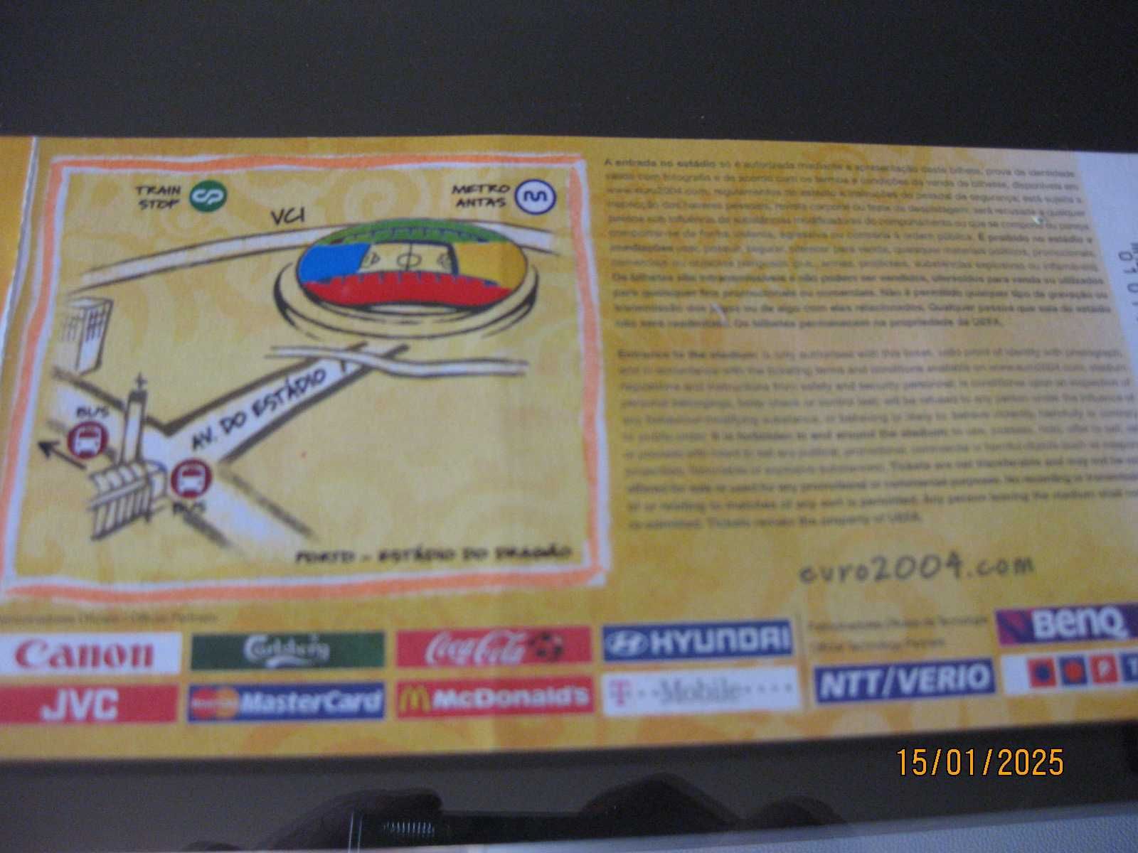 Bilhete Original EURO 2004 - Portugal/Grécia