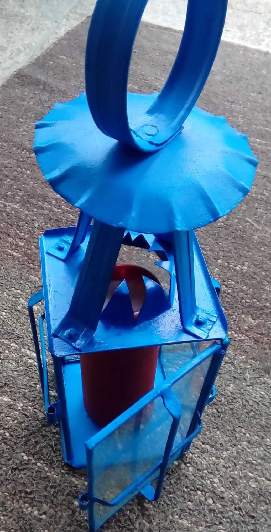 Lampião metal azul