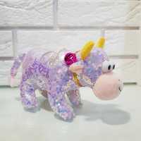 Плюшевая игрушка Бычок фиолетовый расшитый пайетками
