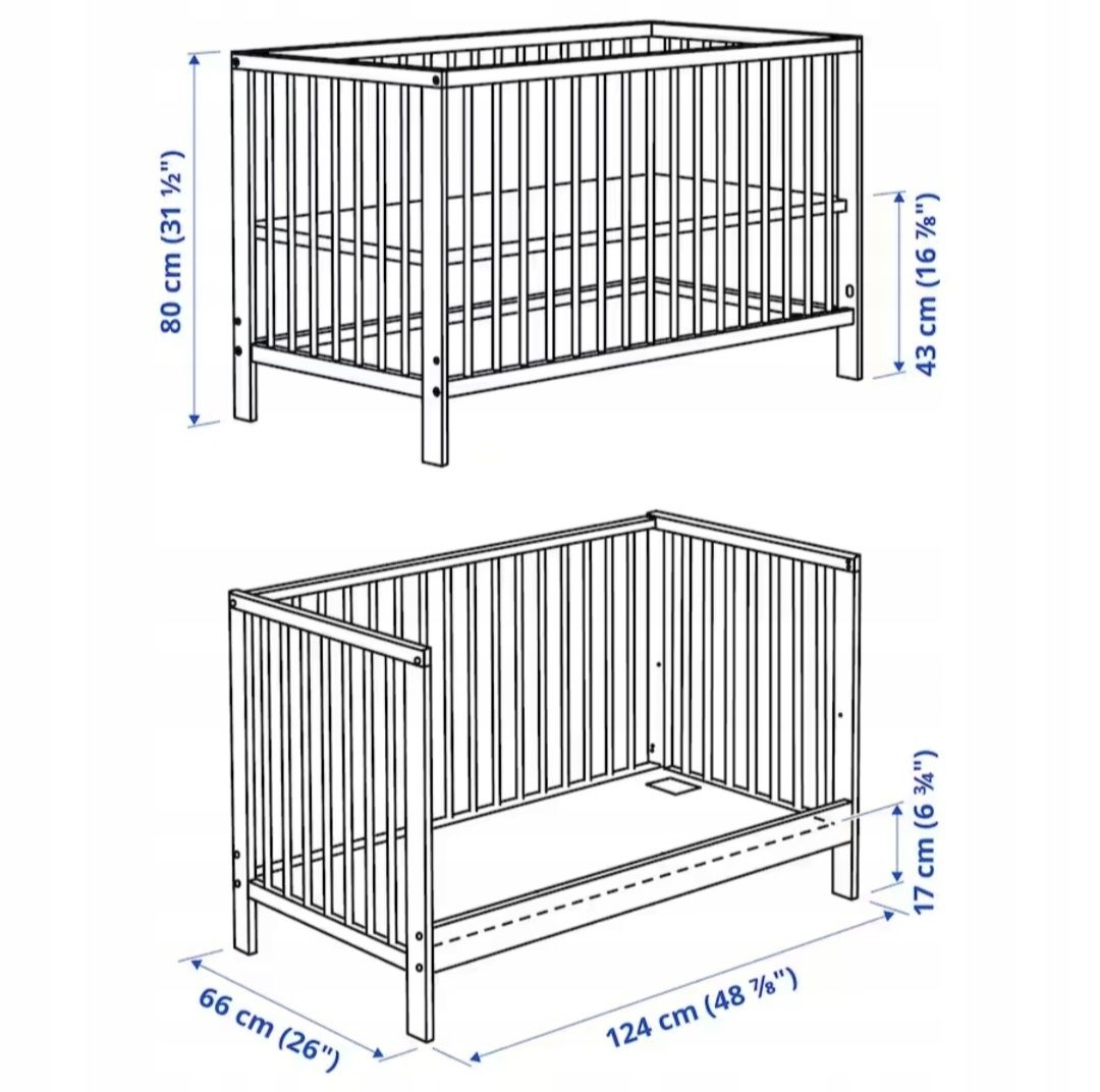 Łóżeczko drewniane Ikea GULLIVER 66 x 123 cm biały