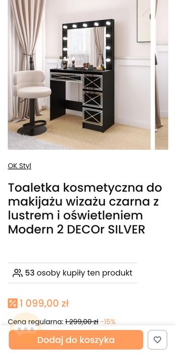Toaletka z lustem led