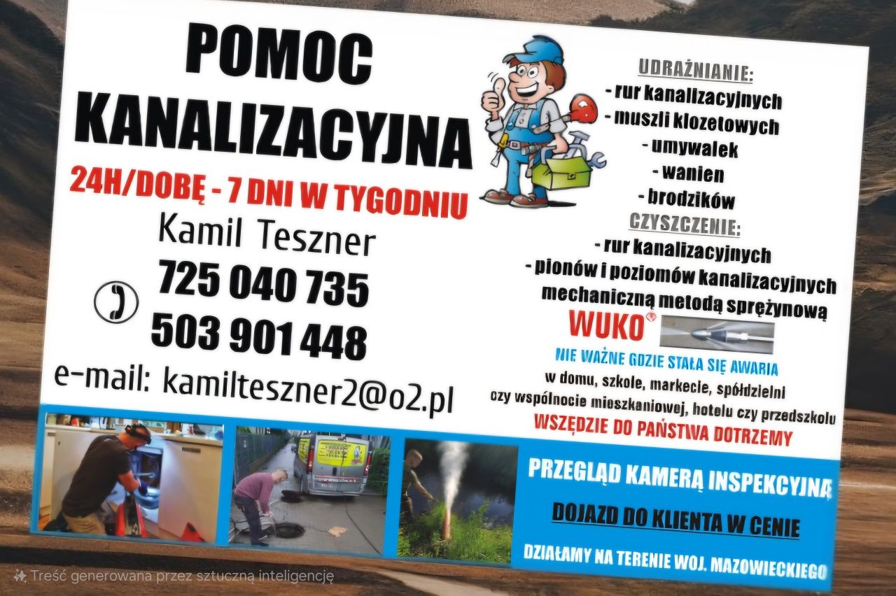 HYDRAULIK Udrażnianie Rur Kanalizacij Przegląd Kamerą WUKO CIŚNIENIOWO