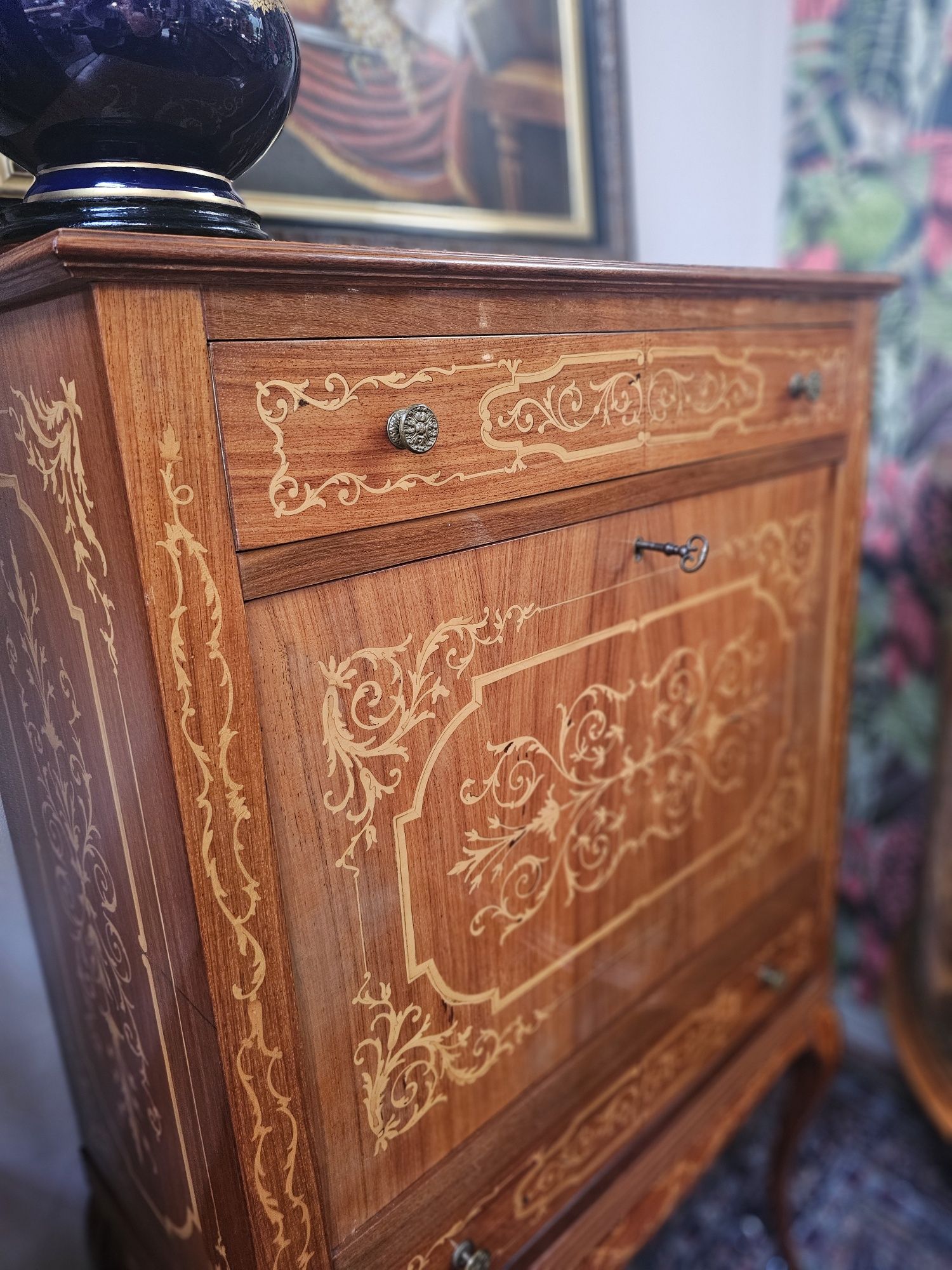 Intarsjowany barek komoda intarsje francuska  #1065 Stylowy Węgrów