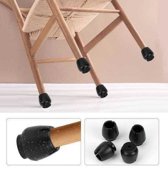 Силиконовая защита в чёрном цвете на ножки стула с войлоком