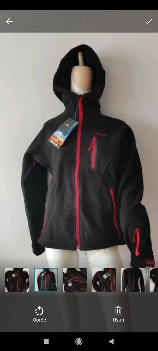 R. S nowa damska bluzka Softshell kurtka polarowa z skipass kaptur Bla